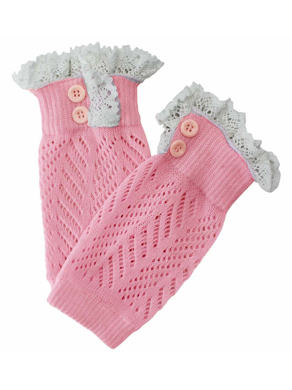 Knit Boot Liner Leg Warmers With Lace Trim