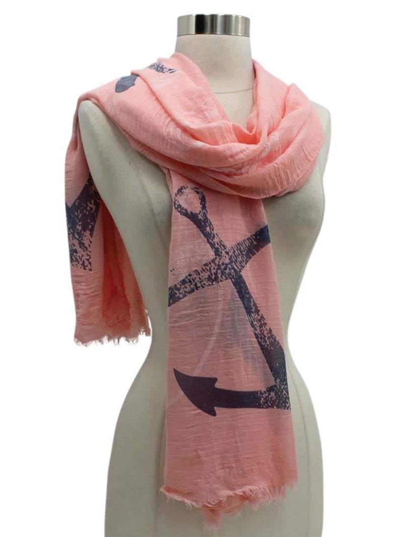 Colorful Anchor & Compass Print Lightweight Scarf