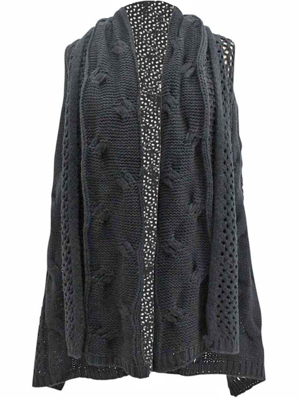 Black Open Knit Versatile Poncho Sweater Vest