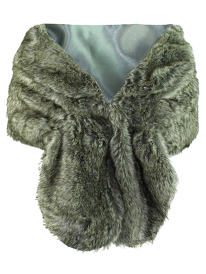 Faux Fur Plush Shawl Wrap With Satin Lining