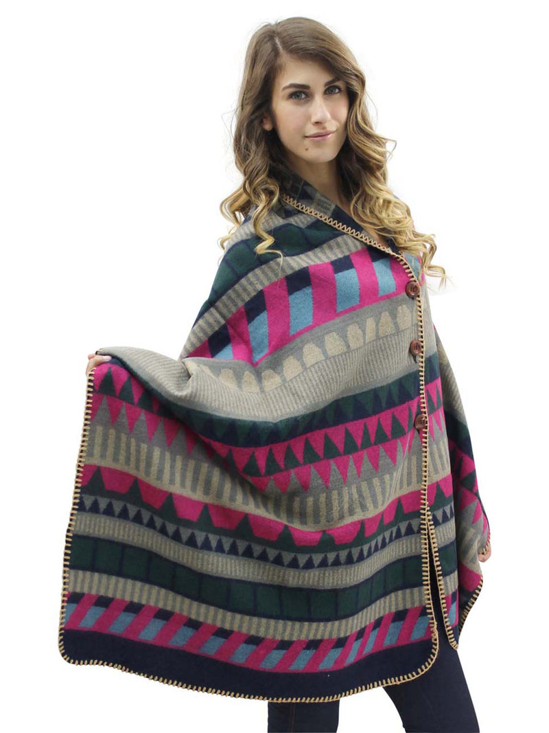 Colorful Pattern Poncho Blanket Scarf Wrap