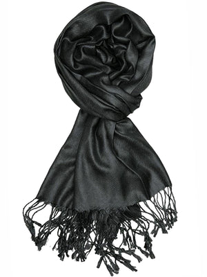 Solid Color Pashmina Scarf Wrap With Fringe