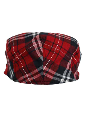 Red Plaid Snap Front Newsboy Golf Flat Ivy Cap Hat