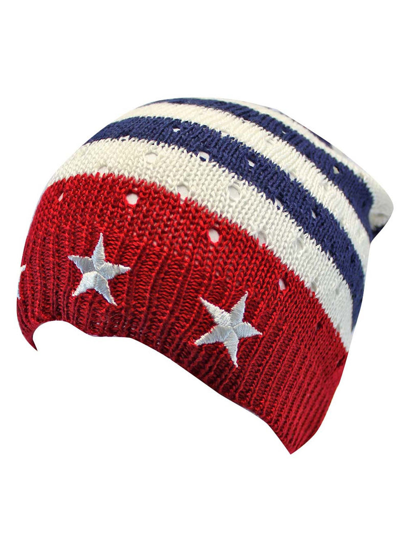American Flag Red White Blue Beanie Cap Hat