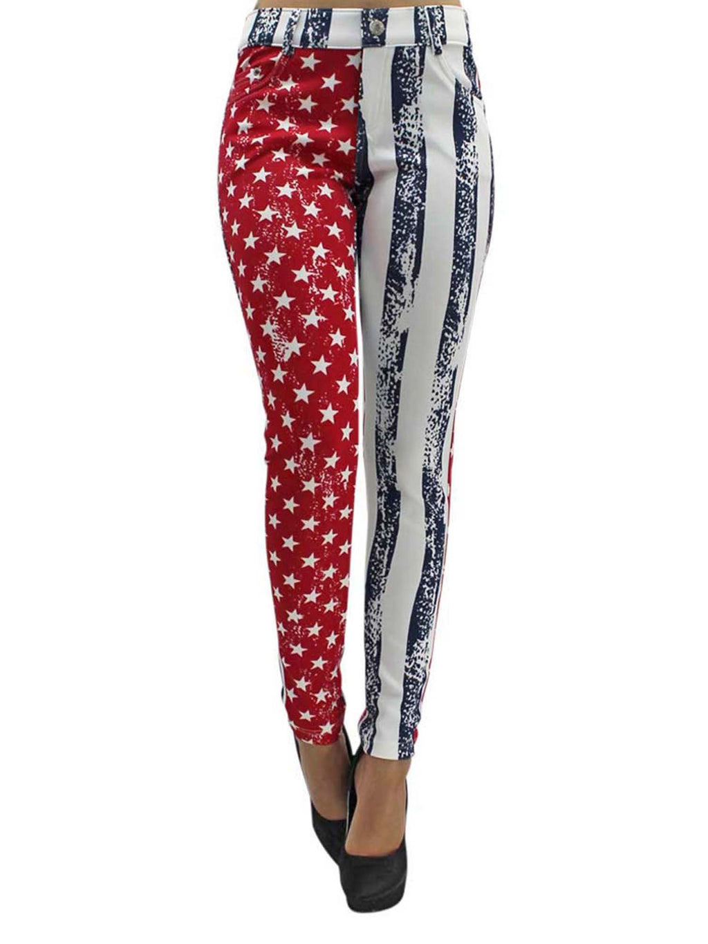 Red White & Blue Vintage Flag Print Jeggings