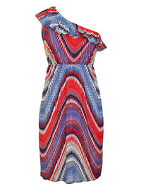 Swirled Print One Shoulder Midi Dress