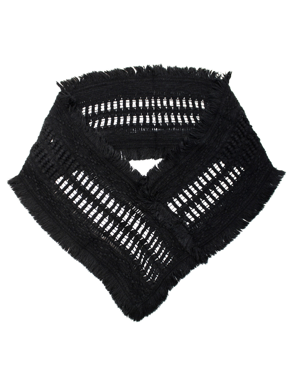 Black Wispy Shag Knit Ring Infinity Scarf
