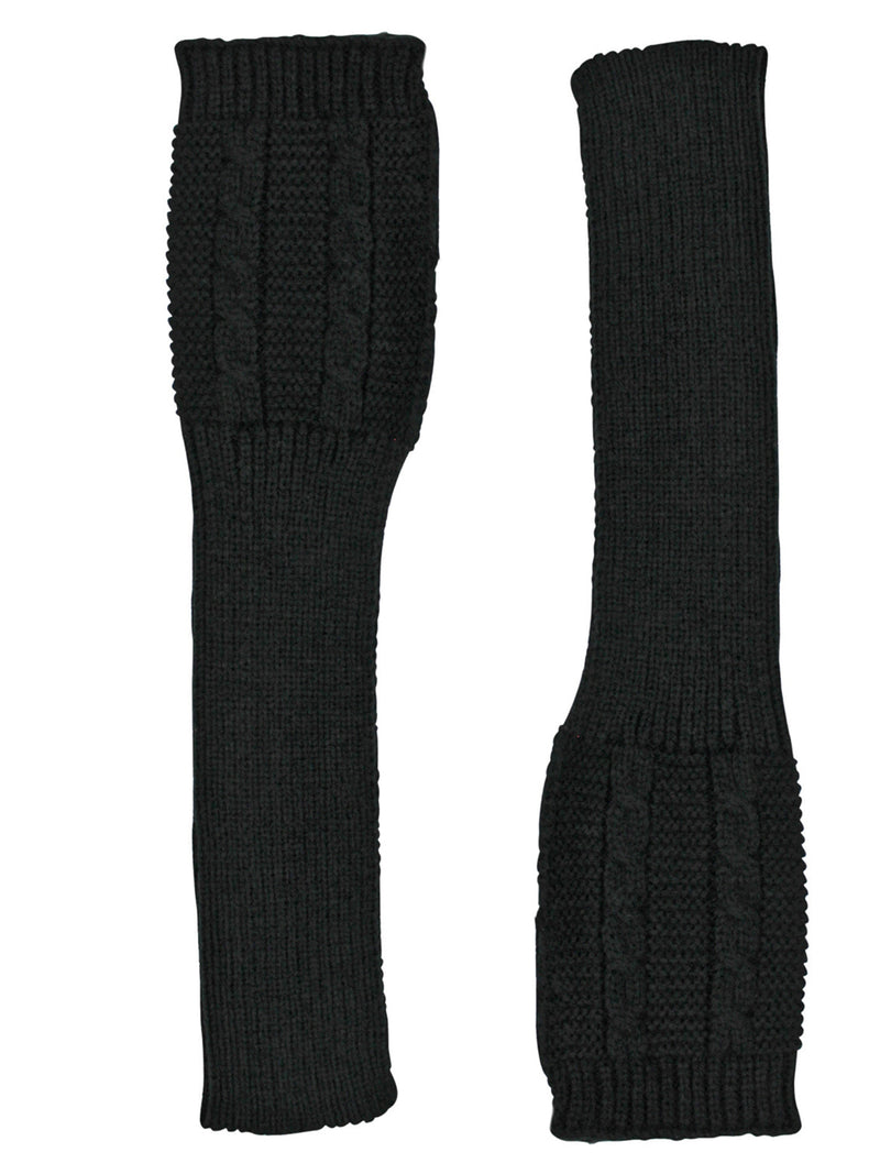 Black Long Cable Knit Fingerless Gloves