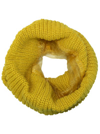 Ribbed Knit Circle Infinity Scarf With Chiffon