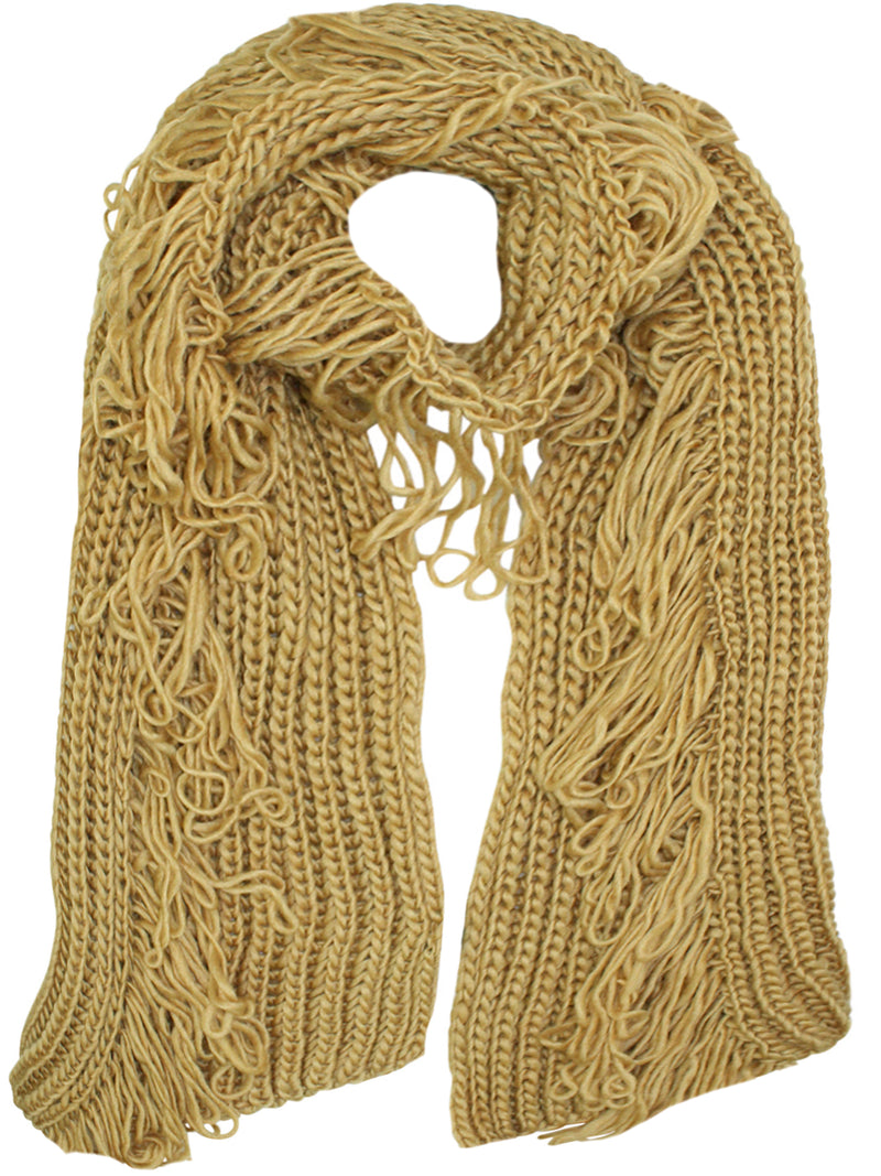 Chunky Winter Knit Scarf With Loop Fringe