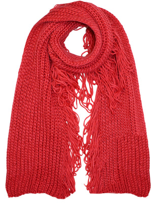 Chunky Winter Knit Scarf With Loop Fringe