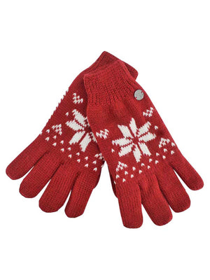Thermal Insulated Womens Snowflake Knit Winter Gloves