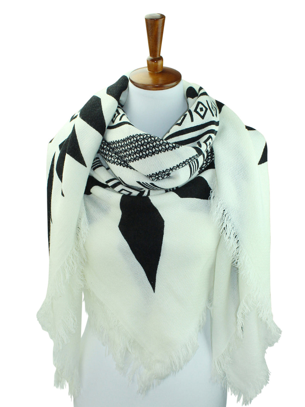 Black & White Tribal Knit Oversize Scarf Wrap