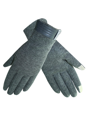 Womens Cotton Texting Gloves With Houndstooth Trim
