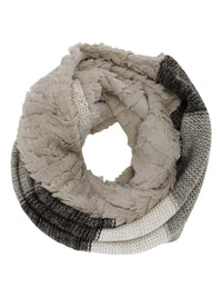 Color Block Faux Fur & Knit Infinity Scarf