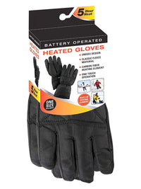 Mens Black Thermal Fleece Battery Heated Winter Gloves