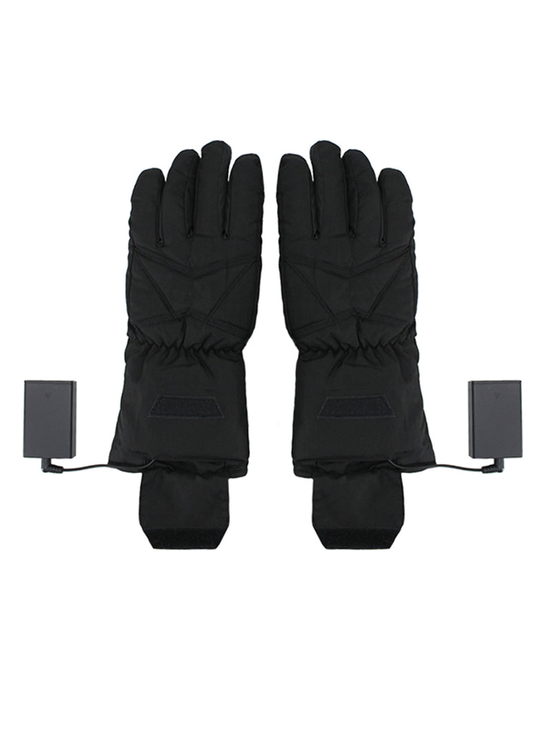 Mens Black Thermal Fleece Battery Heated Winter Gloves