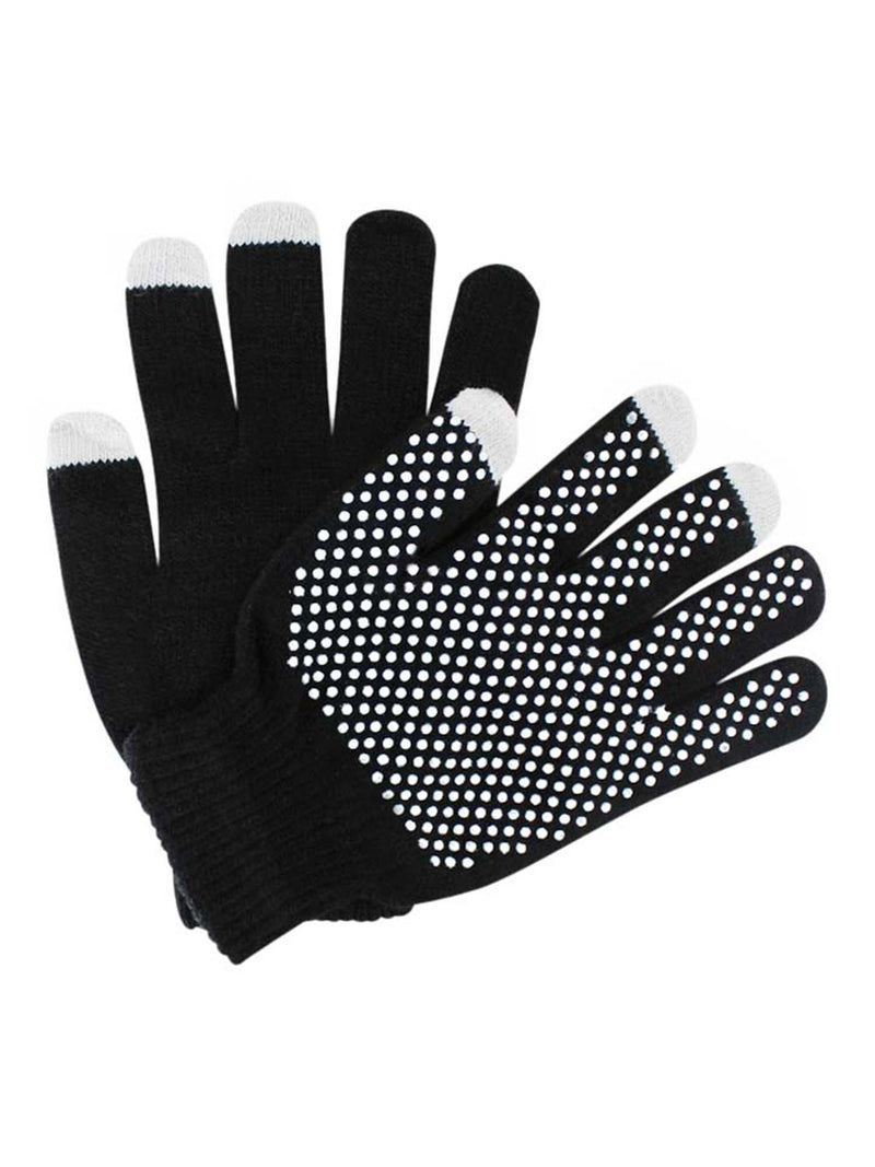 Black Non-Slip Knit Unisex Stretchy Texting Gloves