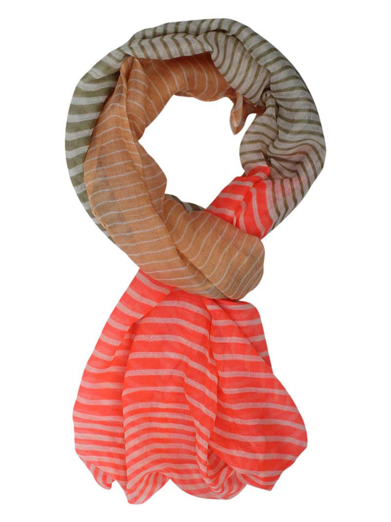Peach Tan & Pink Thin Stripe Lightweight Infinity Scarf