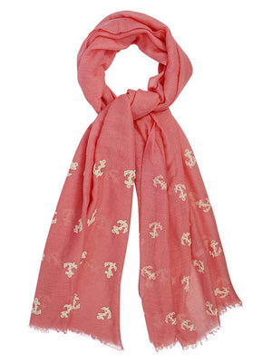 Lightweight Anchor Embroidered Shawl Wrap