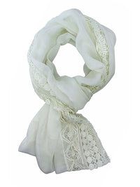 Lightweight Spring Circle Scarf With Crochet Lace