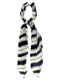 Blue & White Striped Lightweight Skinny Scarf Tie