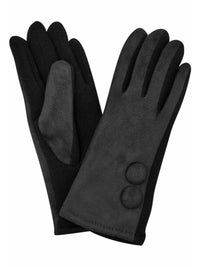Faux Suede Classic Two Button Lined Womens Gloves