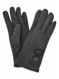 Faux Suede Classic Two Button Lined Womens Gloves