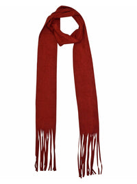 Soft Faux Suede Skinny Scarf With Fringe