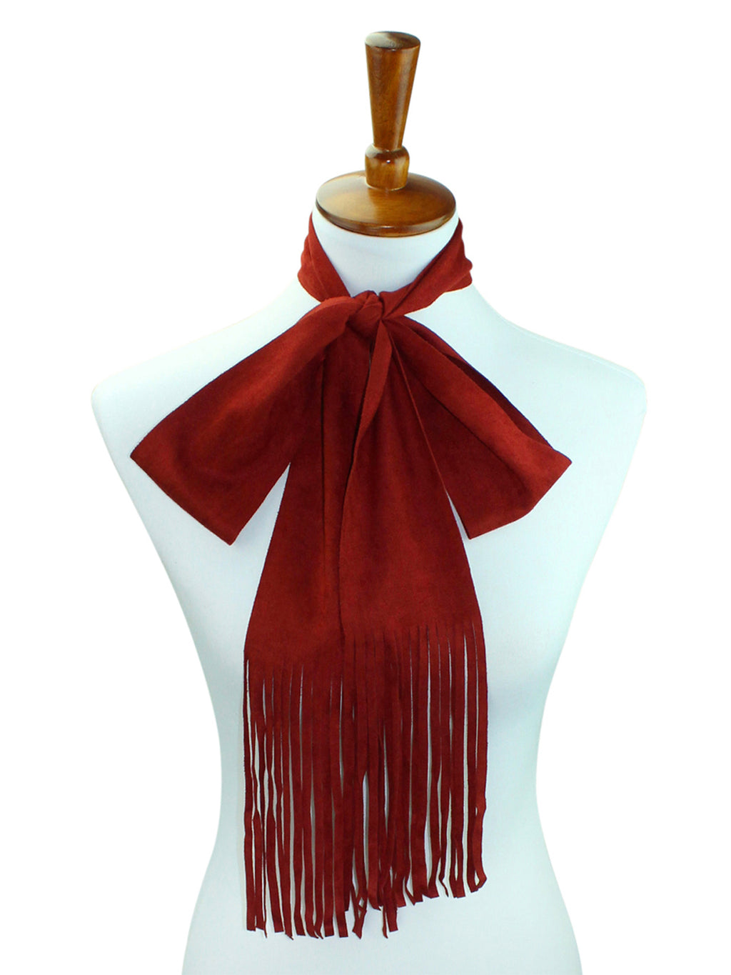 Soft Faux Suede Skinny Scarf With Fringe