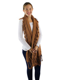 Chunky Knit Scarf With Braided Tassel Fringe