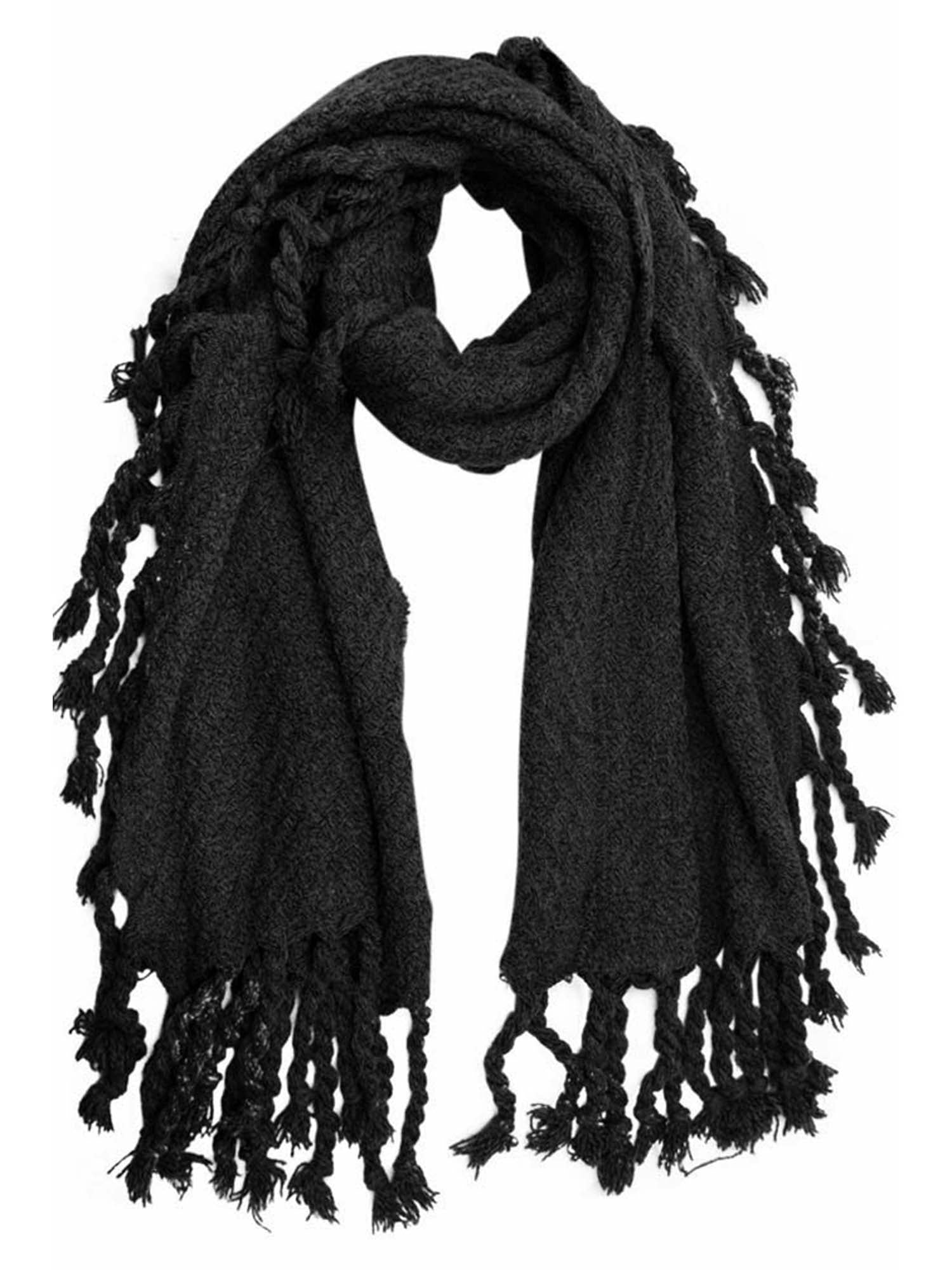 Loom knit, chunky, extra warm, black and white, trendy scarf.