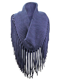 Thick Knit Wide Infinity Scarf With Extra Long Fringe