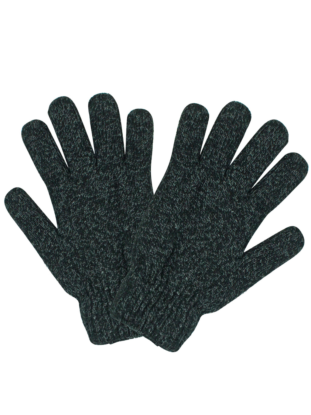 Mens 2 Pack Black & Gray Heavy Knit Winter Gloves
