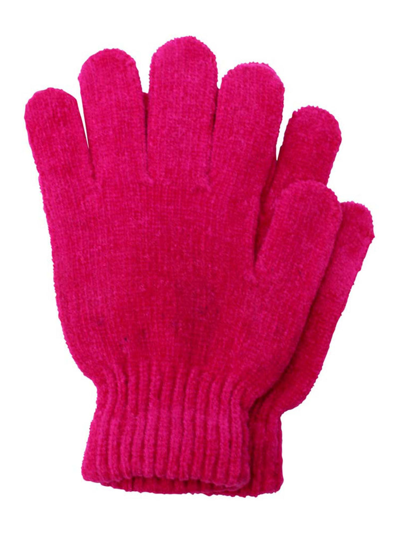 White Red Purple Fuchsia Chenille 4 Pack Knit Winter Gloves