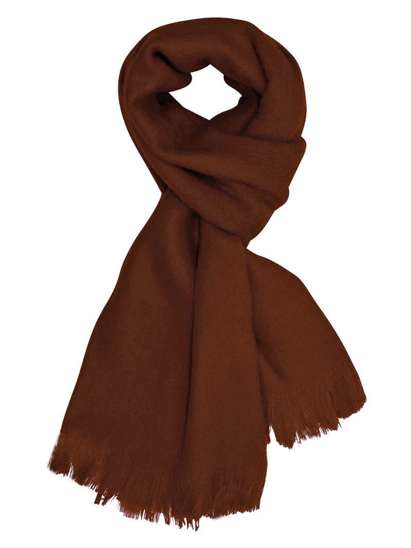 Brown Wool Scarf With Fringe