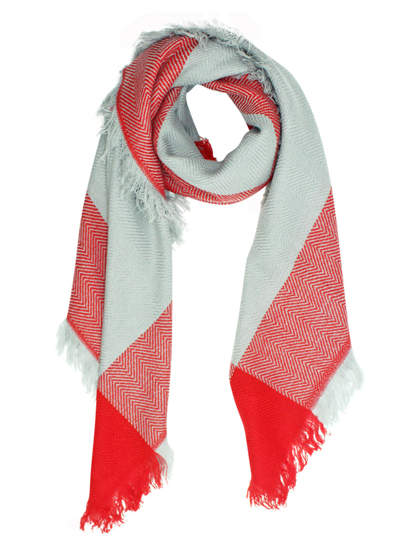 Gray & Red Plaid Blanket Scarf