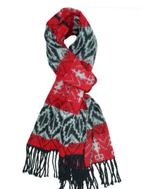 Red Tribal Print Cashmere Feel Unisex Scarf