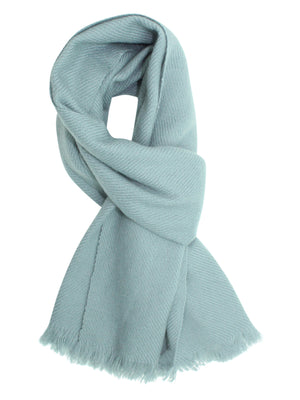 Gray Cashmere Feel Knit Scarf With Fringe