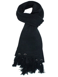 Black Scarf With Grommets & Tassels