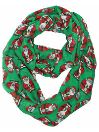 Green & Red Chubby Santa Christmas Infinity Scarf