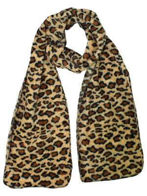 Leopard Print Fleece Hat Scarf & Gloves Set