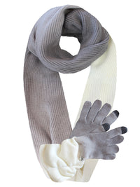 Gray & White Knit Ombre Texting Gloves & Scarf Set