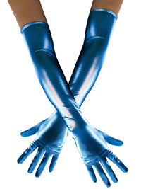 Blue Metallic Gloves