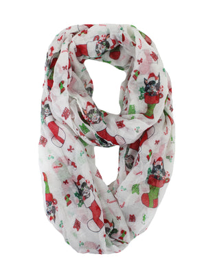 Festive Cat In Stocking Holiday Infinity Scarf
