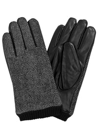 Black Herringbone Pattern Winter Gloves