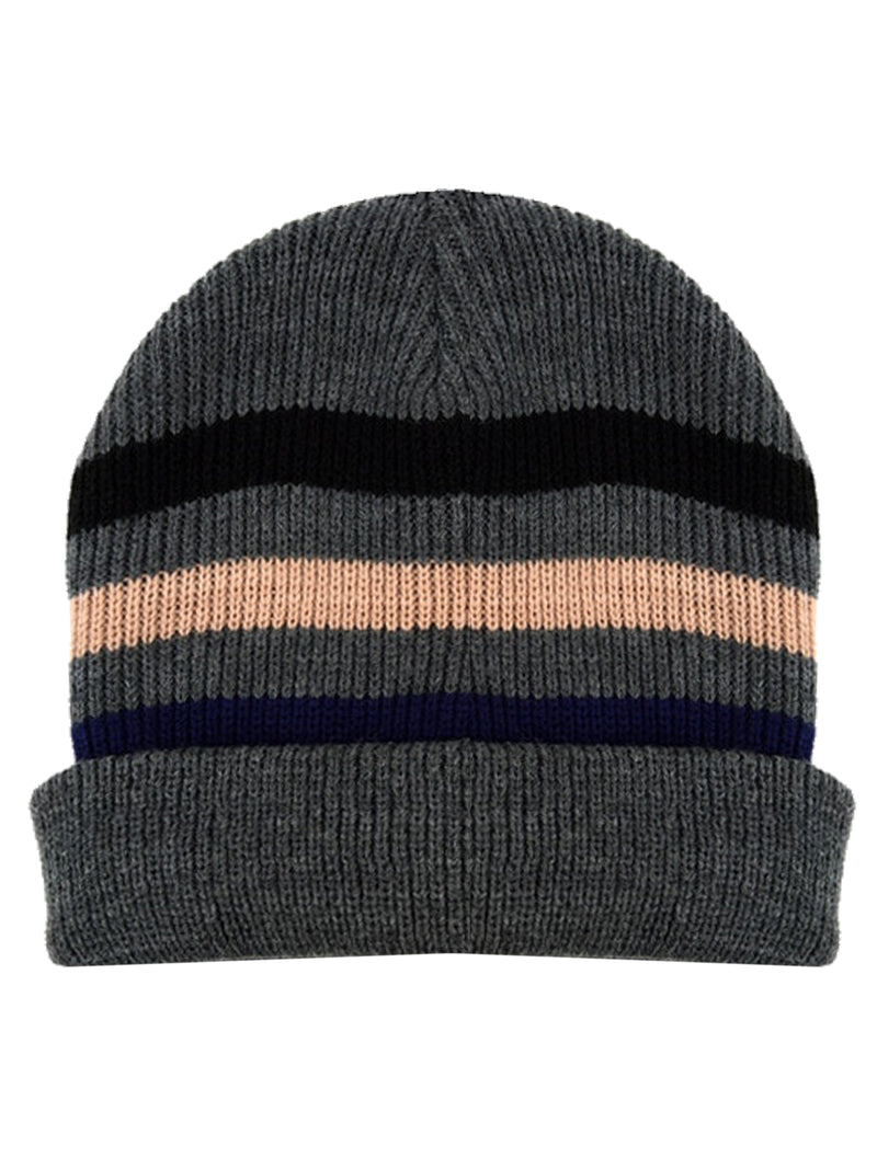 Mens Gray & Beige Knit Winter Scarf & Hat Set