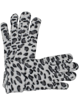 Black & White Fleece Scarf Hat & Gloves Set