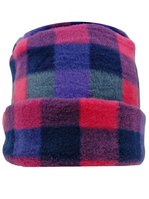 Pink Plaid Fleece 3 Piece Hat Scarf & Gloves Matching Set
