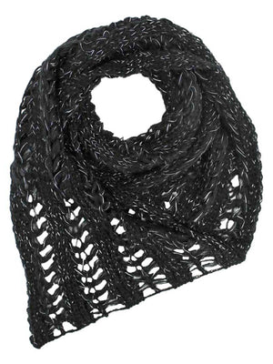Black Metallic Knit Triangle Infinity Scarf